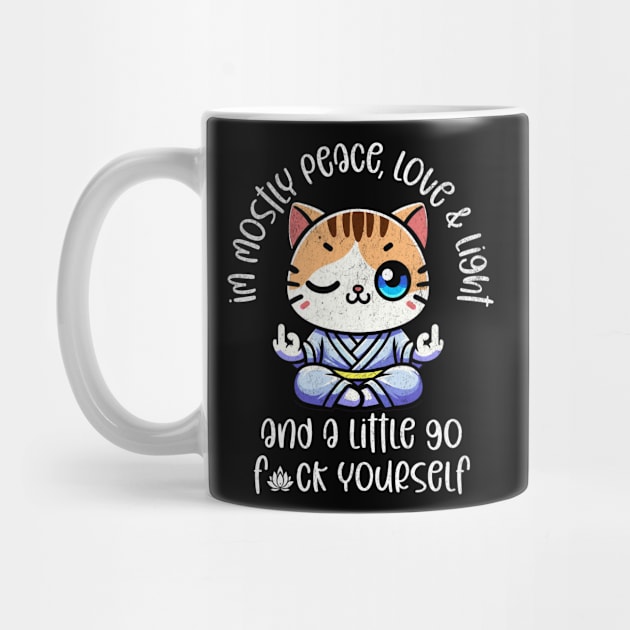 Peace, Love & Light - Kawaii Cat Meditation Tee by Designed By Marty